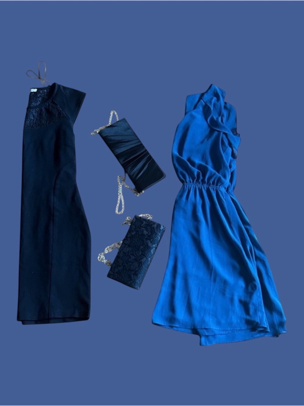 🇨🇦 👗 (4) Semi Formal Bundle Elegant Black and Blue Women's Dresses 👗